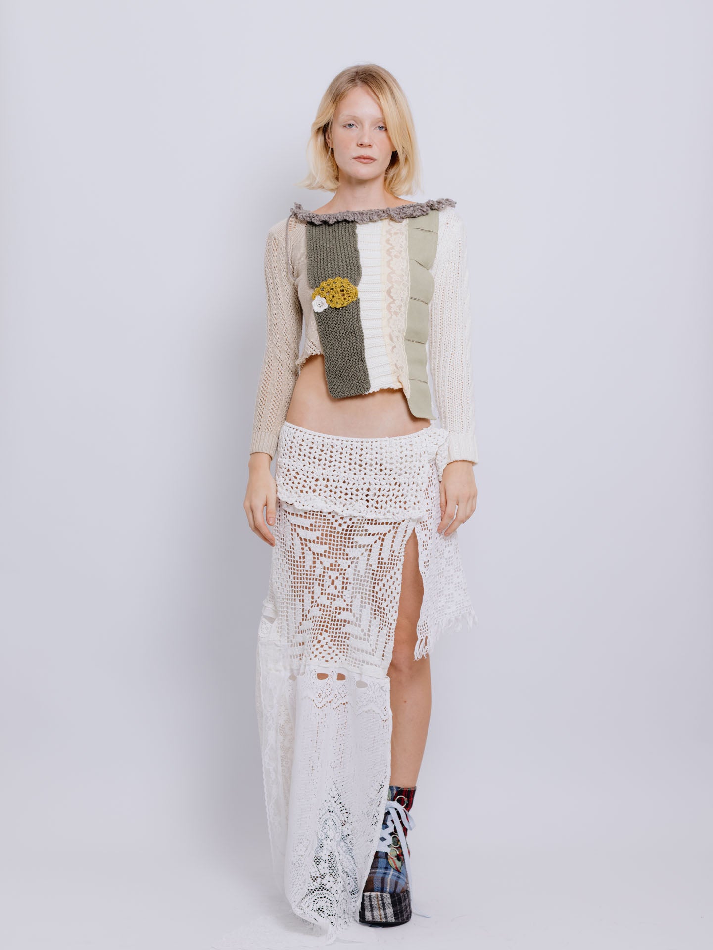 Blusa Mix Verde e off