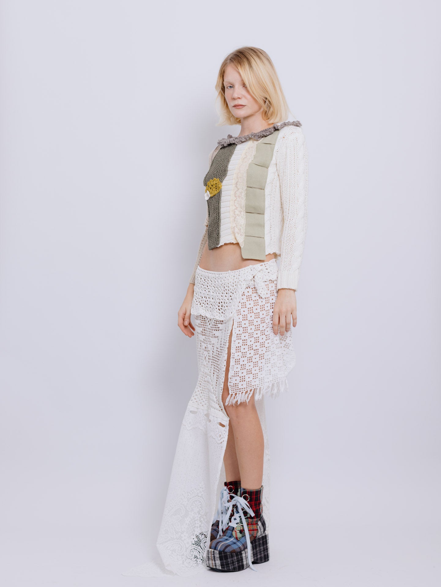 Blusa Mix Verde e off