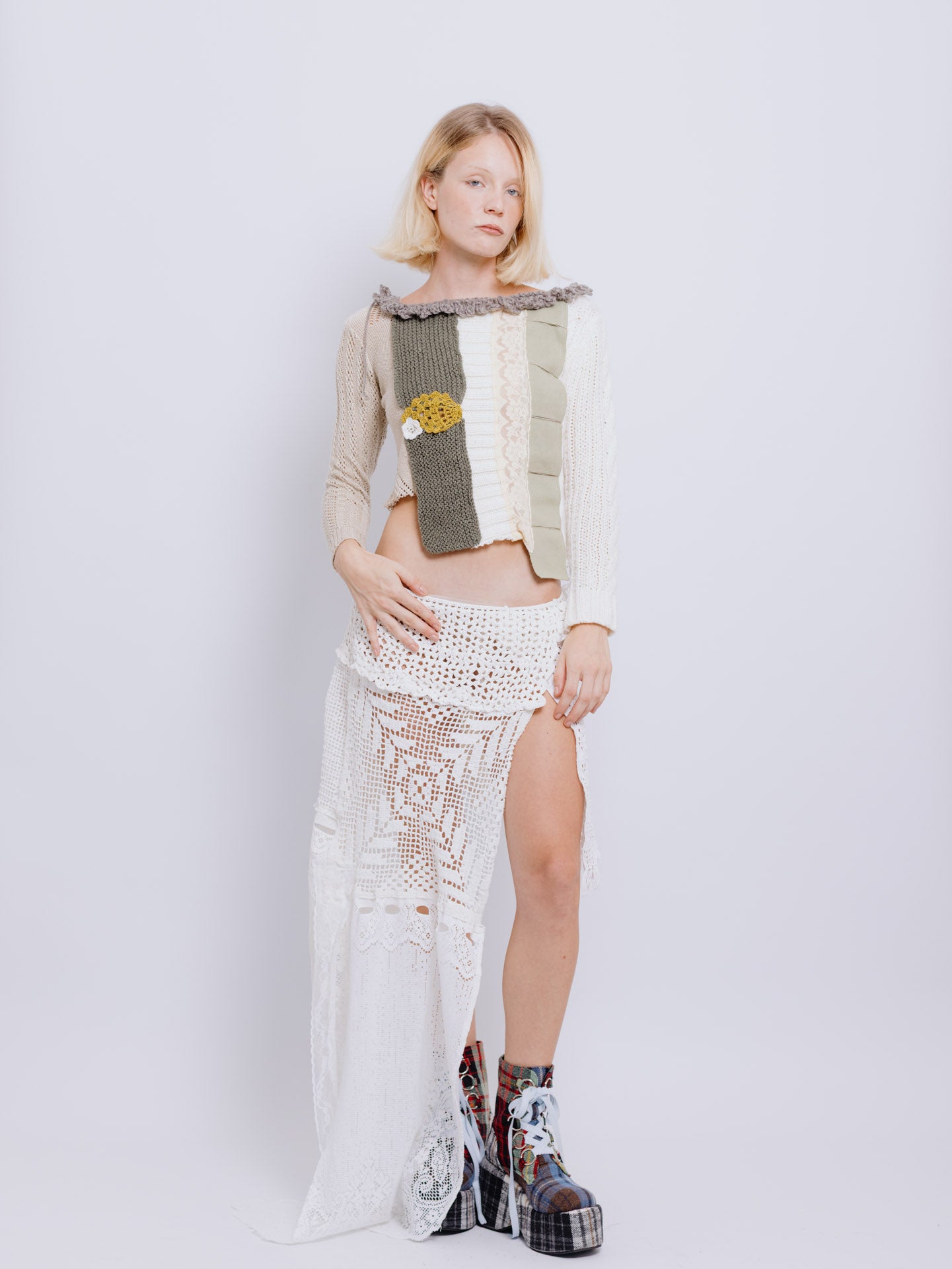 Blusa Mix Verde e off
