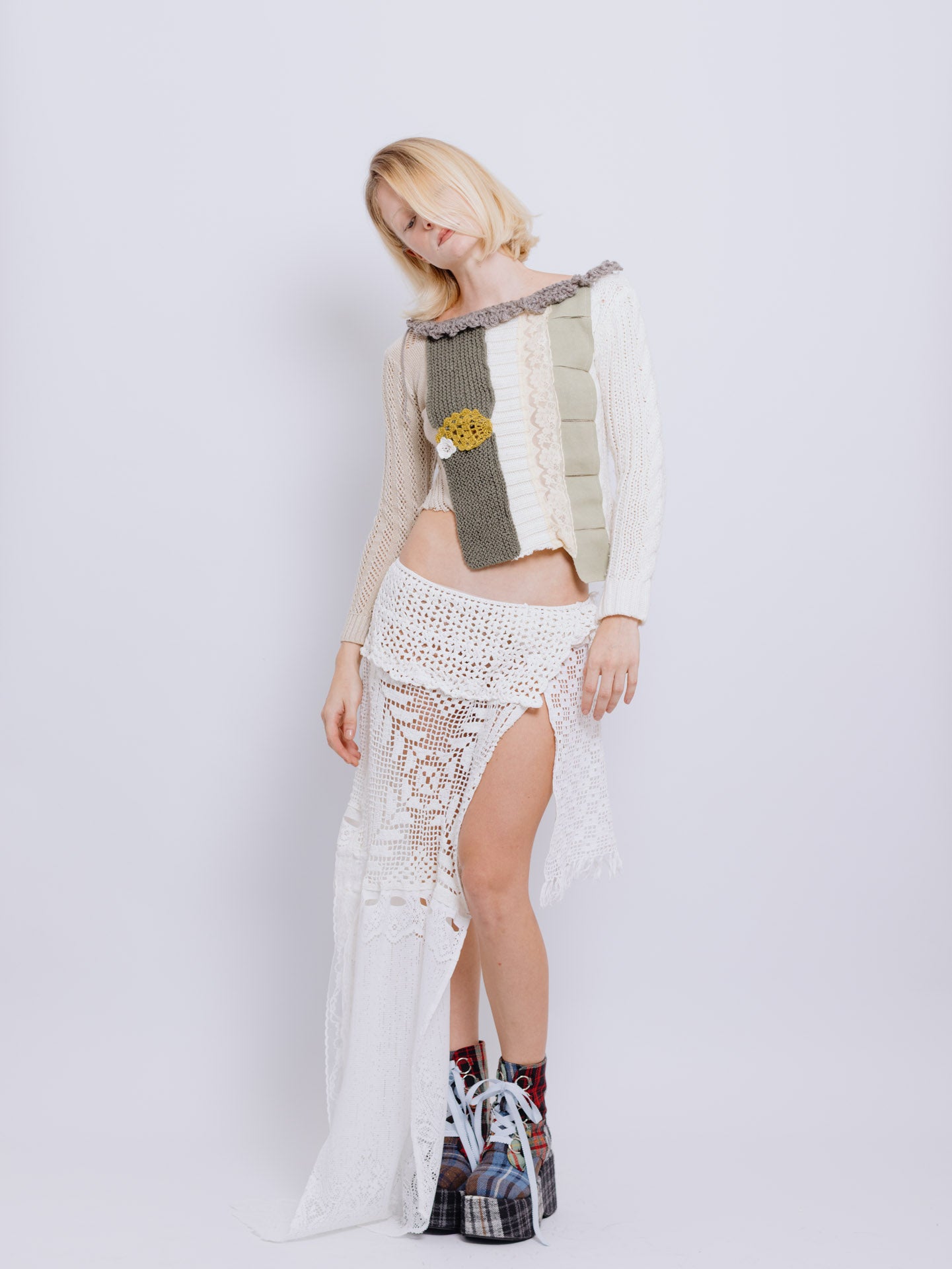 Blusa Mix Verde e off