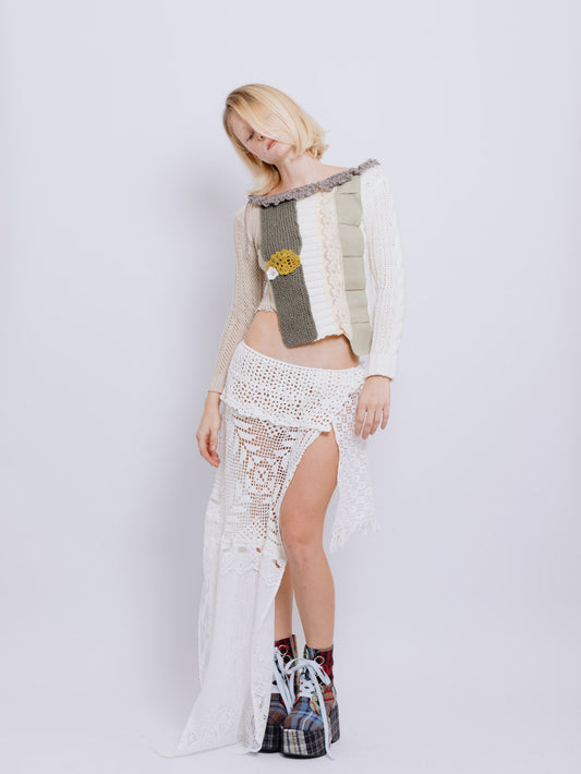 Blusa Mix Verde e off