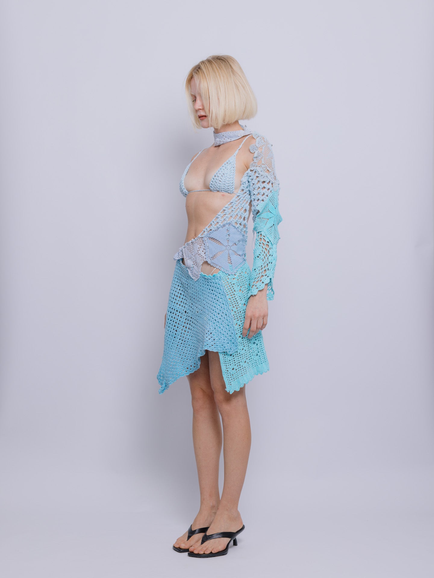 Vestido crochê Ventana® Blue + TOP BIQUINI