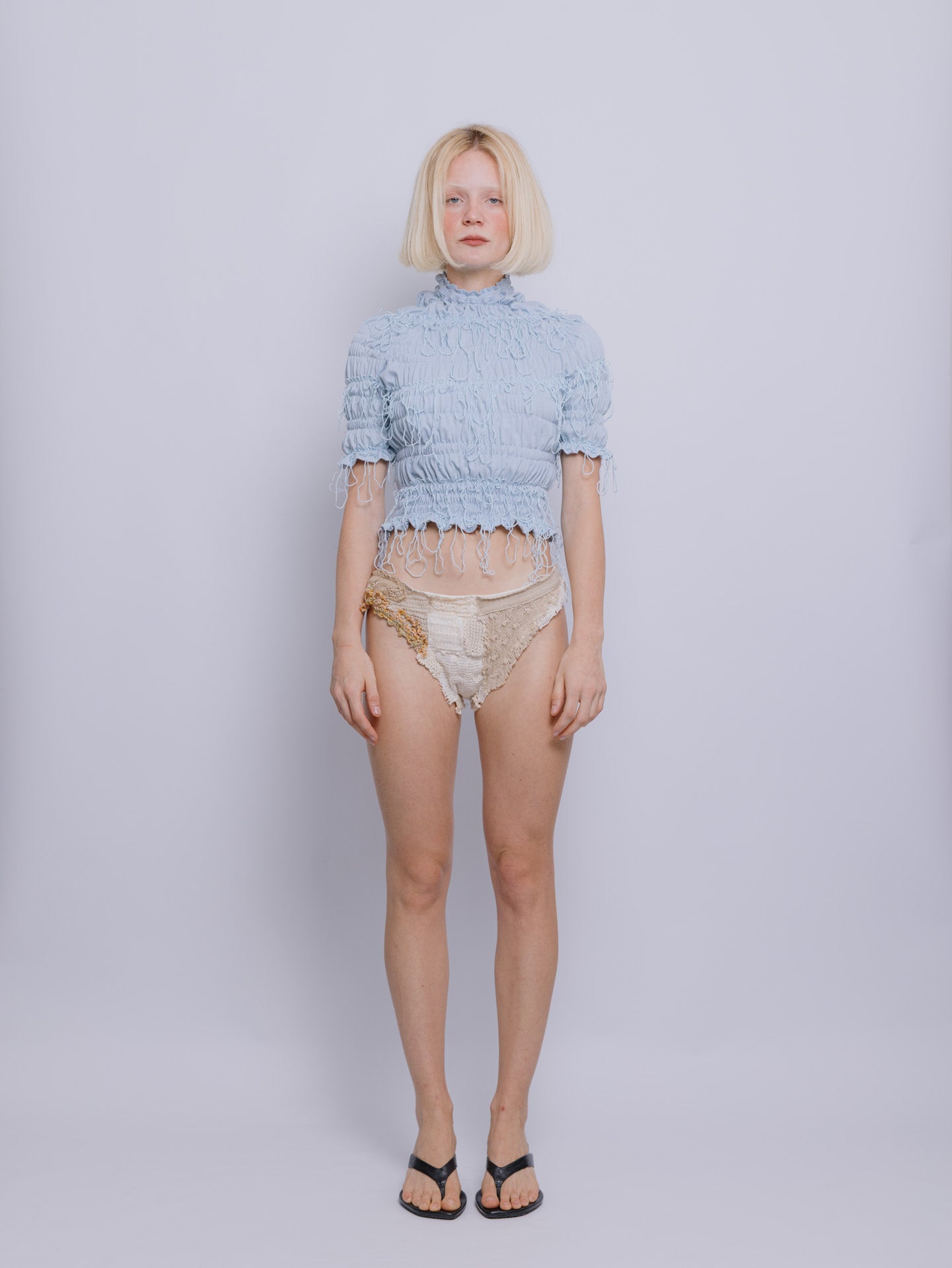 Blusa Sanfona e Crochê blue