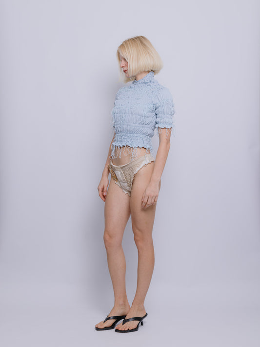 Blusa Sanfona e Crochê blue