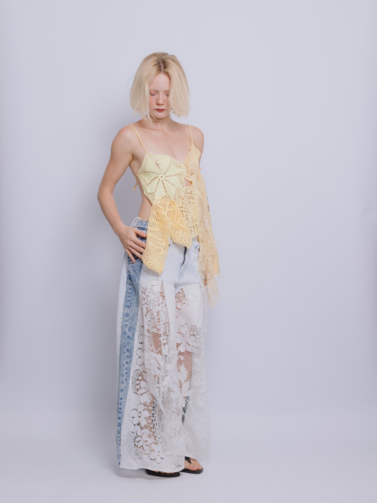 Blusa amarela manga filtro de barro