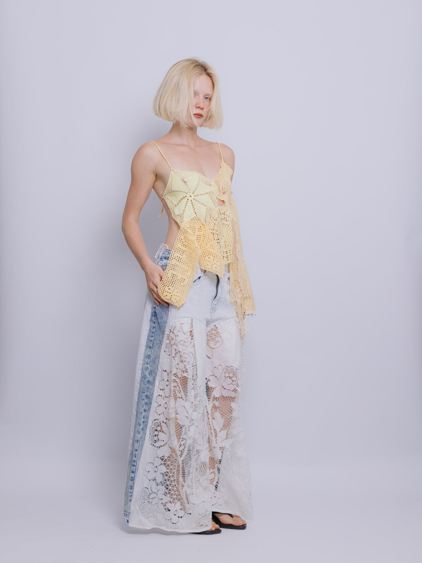 Blusa amarela manga filtro de barro